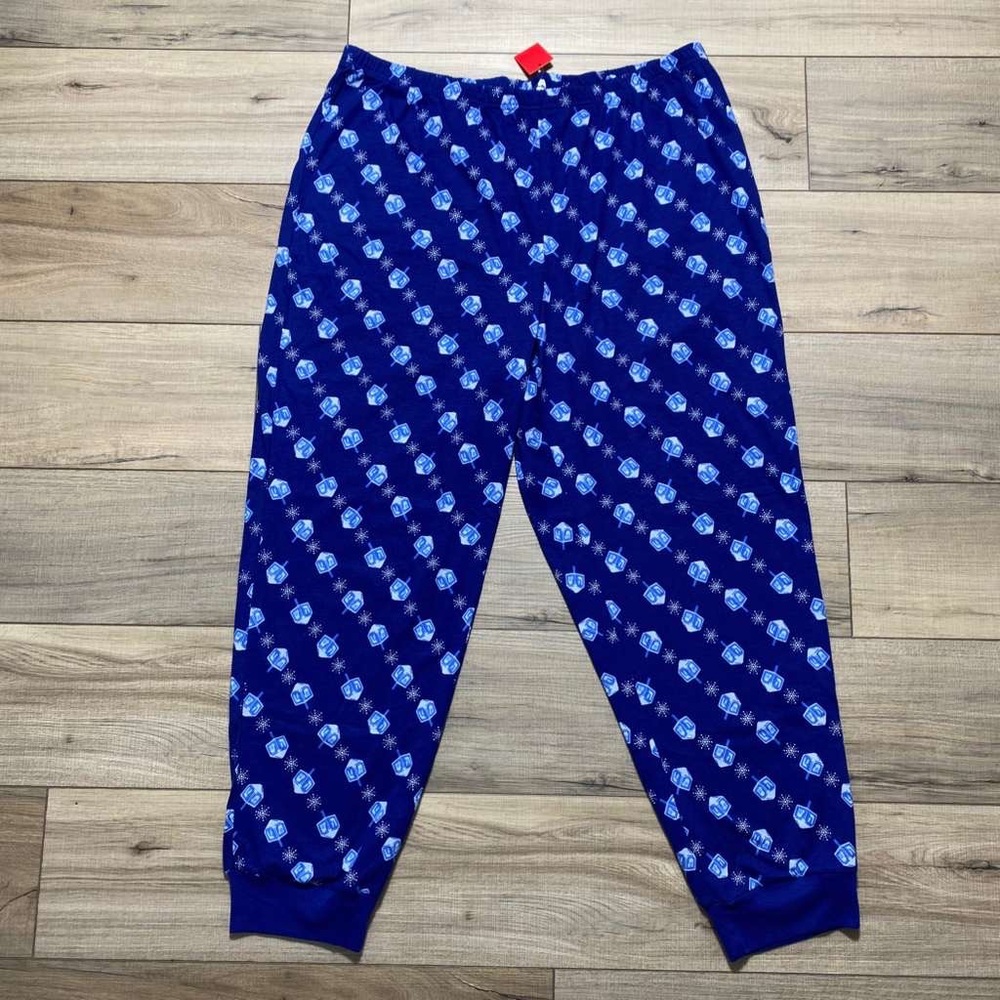 Family PJs Maceys Womens Dreidel Print Pajama‎ Pants Size XXL Blue